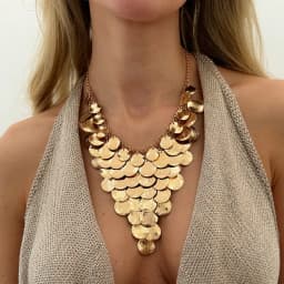 DIEZI Exaggerated New Gold Color Round Tassel Choker Necklace For Women Men Punk Vintage Fashion Metal Geometric Jewelry