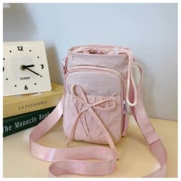 Outdoor Women's Small Bowknot Crossbody Bag Knot Mobile Phone Pouch Single Shoulder Bag Commuting Thermal Water Bottle Bag