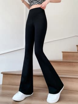 Women Bell Bottom Slim High Waist Solid Sexy Shark Flare Pants Fashion Casual Streetwear High Elastic Butt Lift Skinny Leggings
