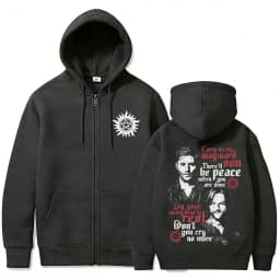 TV Series Supernatural Zipper Hoodie Men Women Clothing Fleece Cotton Oversized Zip Up Jacket Unisex Cosplay Merch Streetwear