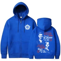 TV Series Supernatural Zipper Hoodie Men Women Clothing Fleece Cotton Oversized Zip Up Jacket Unisex Cosplay Merch Streetwear