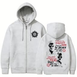 TV Series Supernatural Zipper Hoodie Men Women Clothing Fleece Cotton Oversized Zip Up Jacket Unisex Cosplay Merch Streetwear