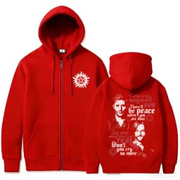 TV Series Supernatural Zipper Hoodie Men Women Clothing Fleece Cotton Oversized Zip Up Jacket Unisex Cosplay Merch Streetwear