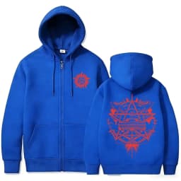 Supernatural Graphic Zipper Hoodie Men Women Casual Retro Fleece Cotton Zip Up Jacket Unisex Cosplay Oversized Zip Up Sweatshirt