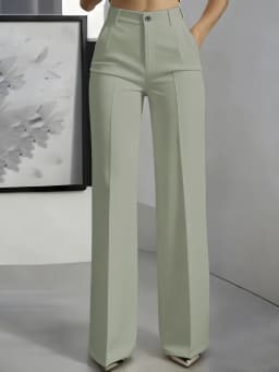 Women's High-Waisted Straight-Leg Trousers Formal Office Trousers Slim-Fit Cut Classic Solid-Colour Suit Trousers