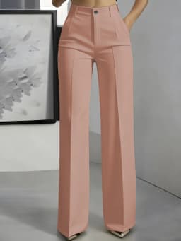 Women's High-Waisted Straight-Leg Trousers Formal Office Trousers Slim-Fit Cut Classic Solid-Colour Suit Trousers
