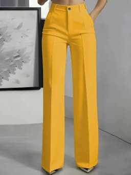 Women's High-Waisted Straight-Leg Trousers Formal Office Trousers Slim-Fit Cut Classic Solid-Colour Suit Trousers