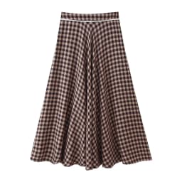 KONDALA Vintage Modern Plaid Streetwear Floral Lace Long Skirt Folds Elegant Fashion 2026 Spring Chic Brown A-Line Female Skirt