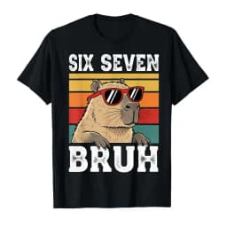 Six Seven Bruh Meme Funny Capybara T-shirt For Women Short Sleeve Tops Summer Short Sleeved Harajuku Streetwear Tops Tees
