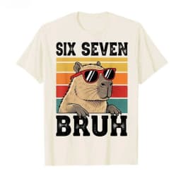 Six Seven Bruh Meme Funny Capybara T-shirt For Women Short Sleeve Tops Summer Short Sleeved Harajuku Streetwear Tops Tees