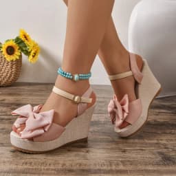 Summer Elegant Round Toe Butterfly Wedge Heel Sandals Fashionable Best Selling New Comfortable Plus Size Women's Shoes