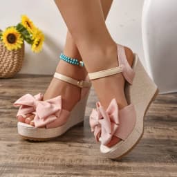 Summer Elegant Round Toe Butterfly Wedge Heel Sandals Fashionable Best Selling New Comfortable Plus Size Women's Shoes