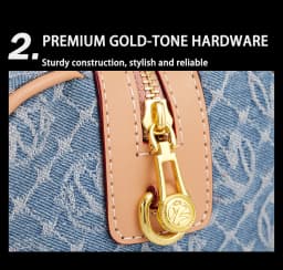 Women Vintage Denim Mini Boston Crossbody Bag With Removable Bear Charm Adjustable Strap Gold Hardware Casual Daily Handbag