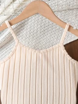 Elegant solid color knitted off shoulder dress set, strapless top paired with straight leg pants, suitable for young girls