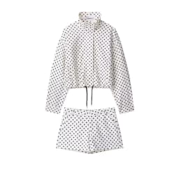 HH Polka Dot Shorts Sets For Women 2026 Trend Outfits Long Sleeve Zipper Turtleneck Jacket Coat Spring Woman Elegant 2 Piece Set