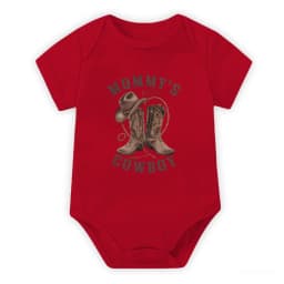 Western Baby Outfit "Mommy's Little Cowboy" Print Baby Bodysuit Short Sleeve Infant Romper Cowboy Boots Hat Baby Gift