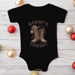 Western Baby Outfit "Mommy's Little Cowboy" Print Baby Bodysuit Short Sleeve Infant Romper Cowboy Boots Hat Baby Gift