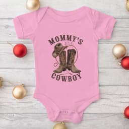 Western Baby Outfit "Mommy's Little Cowboy" Print Baby Bodysuit Short Sleeve Infant Romper Cowboy Boots Hat Baby Gift