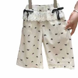 Girls Bow Print Pants Spring Summer Kids Wide-leg Trousers Fashion Elastic Loose Pants Autumn Children Bowknot Trousers 2-8 Year