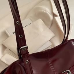 Solid-color Versatile Tote Bag for Women High-quality Suede Buckle-designed Bucket Commuter Bag