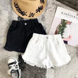 Girls Denim Shorts Summer New Children's Black White Hot Pants Kids Solid Color Short Jeans Fashion Comfotable Thin Korean Pants