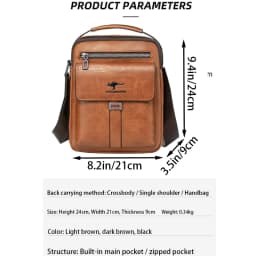 Compact Men's Leather Crossbody Bag, Lightweight Shoulder Bag with Multiple Pockets, Ideal for Travel and Commute Rugged Men's