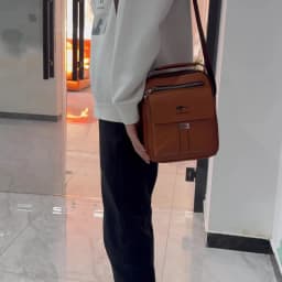 Compact Men's Leather Crossbody Bag, Lightweight Shoulder Bag with Multiple Pockets, Ideal for Travel and Commute Rugged Men's