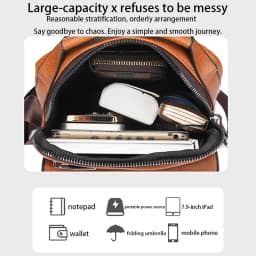 Compact Men's Leather Crossbody Bag, Lightweight Shoulder Bag with Multiple Pockets, Ideal for Travel and Commute Rugged Men's