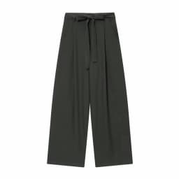 Women Fashion 2-Piece Set Single-breasted Sleeveless V-Neck Pinstripe Vest+Summer Pleated Loose Pocket Belt Zipper Pants