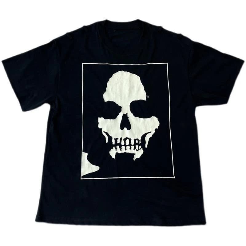 2026 Summer Limited Edition Design Printed Skull Pure Cotton Men's and Women's Matching Short-Sleeved T-Shirt
