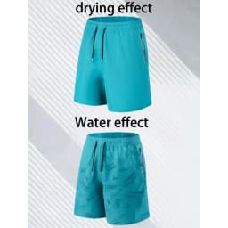 Men's Quick Dry Water Activated Color Changing Shorts Casual Beach Swim Trunks with Zipper Pockets Lightweight Breathable Runnin