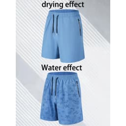 Men's Quick Dry Water Activated Color Changing Shorts Casual Beach Swim Trunks with Zipper Pockets Lightweight Breathable Runnin