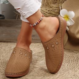 2026 New Fashion Women Slippers Summer Shoes Woman Split Leather Hollows Sandals Breathable Baotou Slippers Big Size 36-43