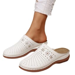 2026 New Fashion Women Slippers Summer Shoes Woman Split Leather Hollows Sandals Breathable Baotou Slippers Big Size 36-43