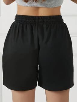 Women's Summer Black Casual Shorts Elastic Waistband Sweat-wicking and Breathable Suitable for Sports Running and Fitness