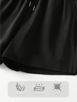 Women's Summer Black Casual Shorts Elastic Waistband Sweat-wicking and Breathable Suitable for Sports Running and Fitness
