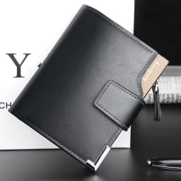 Multifunctional Men's Short Wallet with Zippered Coin Pocket on the Side, Trendy Men's Accessory, Business Casual Men's Wallet, Simple and Stylish Gift for Men