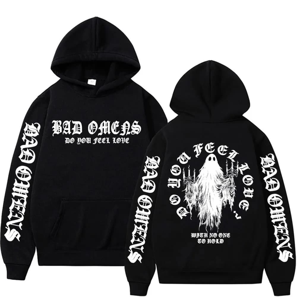 Bad Omens Do You Feel Love Ghost Print Hoodies Men Women Fashion Gothic Casual Bodywarmer Hooded High Quality Fleece Sweatshirts