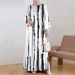 Muslim Cotton Abayas For Women Dashiki Loose Dress Batwing Sleeve Femme Robe
