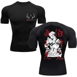 Men's Summer Fitness Gym Sports Running T-Shirt Hot Selling Anime Jujutsu Kaisen Gojo Satoru Compression Shirt Short Sleeve