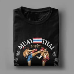 Vintage Muay Thai Training & Gym T-Shirt for Men Crew Neck Cotton T Shirt Short Sleeve Tee Shirt Summer Clothes