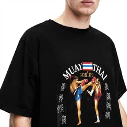 Vintage Muay Thai Training & Gym T-Shirt for Men Crew Neck Cotton T Shirt Short Sleeve Tee Shirt Summer Clothes