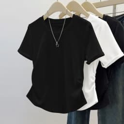 Summer Design Sense Slim Fit Women's Pleated Waist Cinching Top Trendy and Versatile Slimming Solid Color Short Sleeved T-shirt