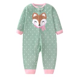 Newborn Baby Clothes Cartoon Bear Rompers Zipper Infant Boys Girls Spring Autumn Jumpsuits Polar Fleece Outfit 9-24Month