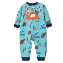 Newborn Baby Clothes Cartoon Bear Rompers Zipper Infant Boys Girls Spring Autumn Jumpsuits Polar Fleece Outfit 9-24Month