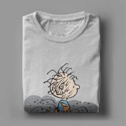 Men Peanuts Snoopy Pigpen Walking Cloud T Shirt Pure Cotton Clothes Casual Short Sleeve Crewneck Tee Shirt Plus Size T-Shirt
