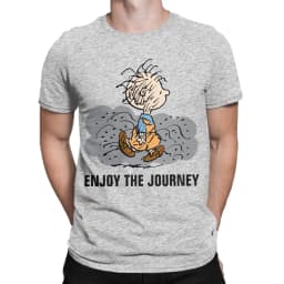 Men Peanuts Snoopy Pigpen Walking Cloud T Shirt Pure Cotton Clothes Casual Short Sleeve Crewneck Tee Shirt Plus Size T-Shirt