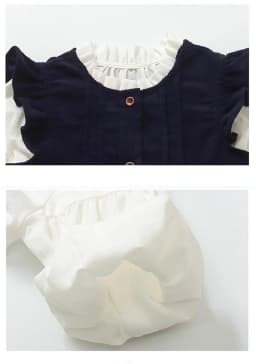 Girls' Autumn Outfit Set: New Stylish Baby Ruffle Shirt and Corduroy Vest Dress Two-Piece Set for Autumn