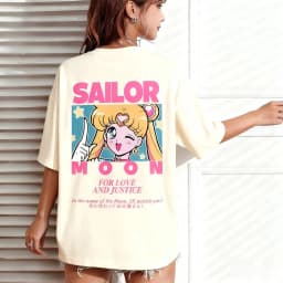 Oversized Casual Sailor Moon Women T-shirt Anime Print Short Sleeve Graphic Tee Kawaii Summer Fashion Y2k Clothes