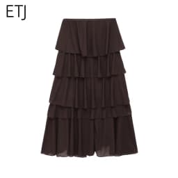 ETJ Women's Tiered Ruffle Skirt Asymmetrical Hem Long Flowy Midi Skirt 2026 Spring Fashion Elegant Layered Skirts